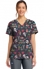 CK856 V-Neck 2 Pocket Print Top by Cherokee - Girls Gone Wasabi