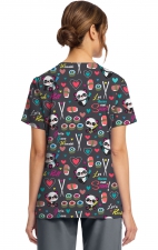 CK856 V-Neck 2 Pocket Print Top by Cherokee - Girls Gone Wasabi