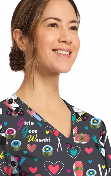 CK856 V-Neck 2 Pocket Print Top by Cherokee - Girls Gone Wasabi CK856 V-Neck 2 Pocket Print Top by Cherokee - Girls Gone Wasabi