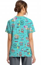 CK856 V-Neck 2 Pocket Print Top by Cherokee - Vintage Boardwalk