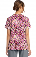 CK856 V-Neck 2 Pocket Print Top by Cherokee - Watercolor Marks