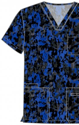 CK691 Unisex 4 Pocket Print Top by Cherokee - Dabbling In Paint