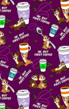 TF796 Tooniforms 2 Pocket V-Neck Print Top by Cherokee - But Coffee First