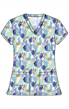 TF796 Tooniforms 2 Pocket V-Neck Print Top by Cherokee - Nemo And Dory