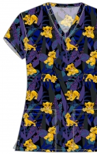 TF796 Tooniforms 2 Pocket V-Neck Print Top by Cherokee - Sensational Simba