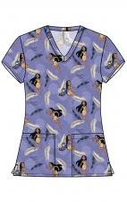 TF796 Tooniforms 2 Pocket V-Neck Print Top by Cherokee - True Pathways