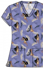 TF796 Tooniforms 2 Pocket V-Neck Print Top by Cherokee - True Pathways