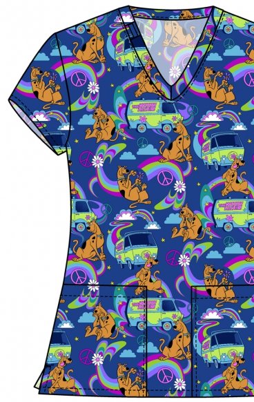 TF796 Tooniforms Haut Imprimé à Col en V avec 2 Poches par Cherokee - Scooby-Doo Mystery TF796 Tooniforms Haut Imprimé à Col en V avec 2 Poches par Cherokee - Scooby-Doo Mystery