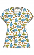 TF796 Tooniforms 2 Pocket V-Neck Print Top by Cherokee - Crunches