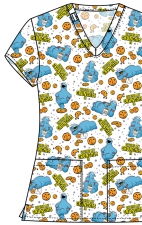 TF796 Tooniforms 2 Pocket V-Neck Print Top by Cherokee - Crunches