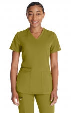 DK875 Dickies Balance V-Neck Top with Rib-Knit Panels