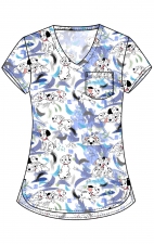TF797 Tooniforms Haut Imprimé pour Border avec Poche au Poitrine par Cherokee - Puppy Slash