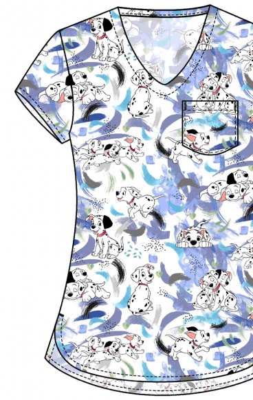 TF797 Tooniforms Tuckable Print Top with Chest Pocket by Cherokee - Puppy Slash TF797 Tooniforms Tuckable Print Top with Chest Pocket by Cherokee - Puppy Slash