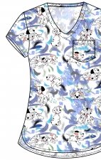 TF797 Tooniforms Tuckable Print Top with Chest Pocket by Cherokee - Puppy Slash
