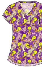  TF797 Tooniforms Haut Imprimé pour Border avec Poche au Poitrine par Cherokee - Tropical Tweety