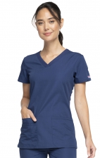WW645 Workwear Originals V-Neck Top with Knit Panels by Cherokee