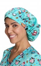 A174PR koi Essentials Bouffant Print Scrub Cap - Penguins