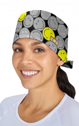 SA174PR Smiley World Unisex Print Scrub Cap by koi - Smiling All Around