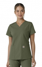 C12313 Carhartt Force Essentials Haut à Col en V avec Panneaux en Tricot
