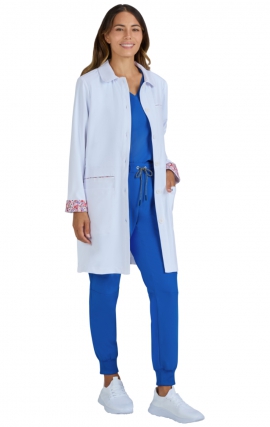466 Essentials Fusion Round Collar Lab Coat by koi