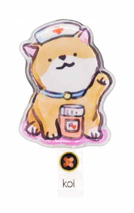 A109A koi Retractable Shaker Badge Reel - Nurse Shiba