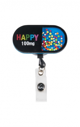 A156 koi Retractable Shaker Badge Reel - Happy Pill