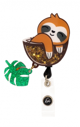 A156 koi Retractable Shaker Badge Reel - Sloth