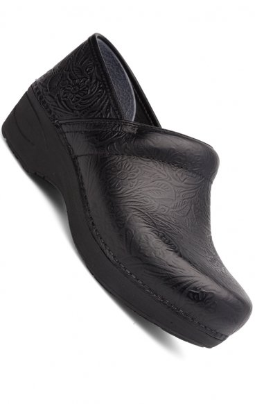 *FINAL SALE XP 2.0 Black Floral Tooled Slip Resistant Women's Clog by Dansko *FINAL SALE XP 2.0 Black Floral Tooled Slip Resistant Women's Clog by Dansko