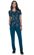 1049PR koi Lite Stretch Raquel Mock-Wrap Haut Imprimé - Watercolor Snake