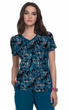 1049PR koi Lite Stretch Raquel Mock-Wrap Haut Imprimé - Watercolor Snake