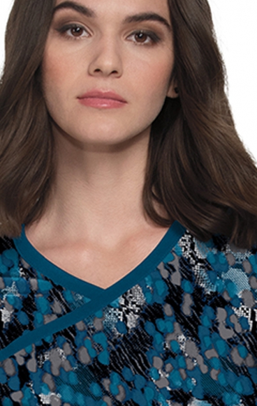*VENTE FINALE 1049PR koi Lite Stretch Raquel Mock-Wrap Haut Imprimé - Watercolor Snake *VENTE FINALE 1049PR koi Lite Stretch Raquel Mock-Wrap Haut Imprimé - Watercolor Snake