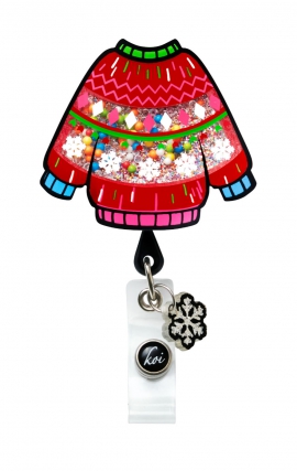 A156 koi Retractable Shaker Badge Reel - Ugly Sweater