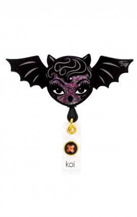 A156A koi Artist Series Retractable Shaker Badge Reel - Vampire Bat Doll