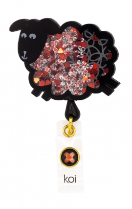 A156A koi Artist Series Retractable Shaker Badge Reel - Black Sheep