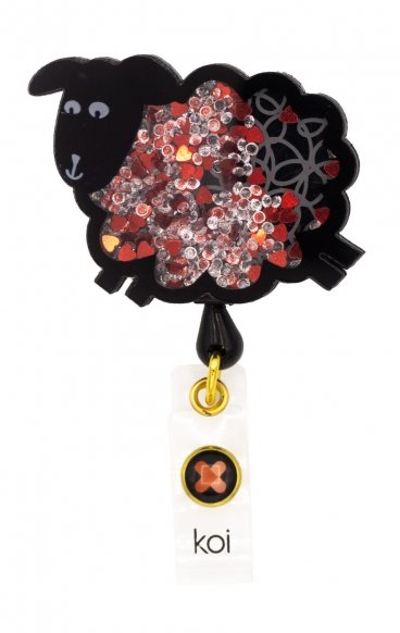 A156A koi Artist Series Retractable Shaker Badge Reel - Black Sheep