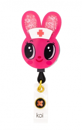 A156A koi Artist Series Retractable Shaker Badge Reel - Nurse Bunny
