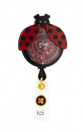 A156A koi Artist Series Retractable Shaker Badge Reel - Ladybug Maze