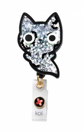 A156A koi Artist Series Retractable Shaker Badge Reel - Ghost Cat