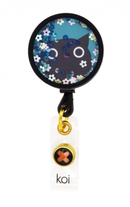 A156A koi Artist Series Retractable Shaker Badge Reel - Flower Cat