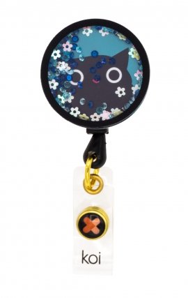 A156A koi Artist Series Retractable Shaker Badge Reel - Flower Cat