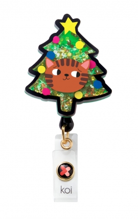 A156A koi Artist Series Retractable Shaker Badge Reel - Cat Tree
