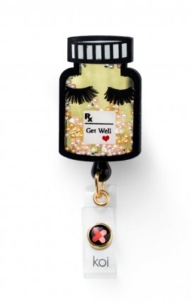 A156A koi Artist Series Retractable Shaker Badge Reel - Get Well