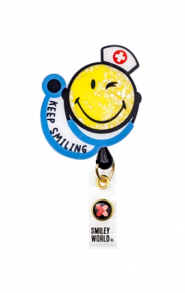 SA156 Smiley World Retractable Shaker Badge Reel by koi - Dr. Smiley
