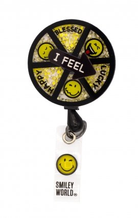 SA156 Smiley World Retractable Shaker Badge Reel by koi - Today I Feel