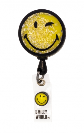 SA156 Smiley World Retractable Shaker Badge Reel by koi - Loving Yellow