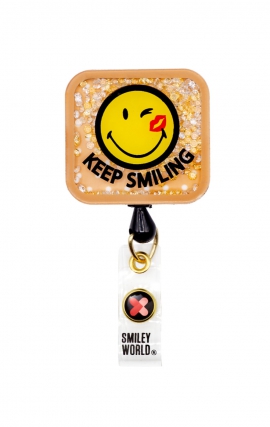SA156 Smiley World Retractable Shaker Badge Reel by koi - Smiling Bandaid