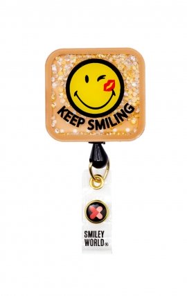 SA156 Smiley World Retractable Shaker Badge Reel by koi - Smiling Bandaid