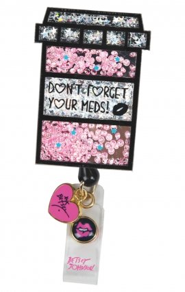 BA156 Betsey Johnson Retractable Shaker Badge Reel by koi - Pill Box