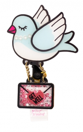 BA156 Betsey Johnson Retractable Shaker Badge Reel by koi - Bluebird