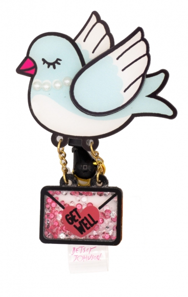 BA156 Betsey Johnson Retractable Shaker Badge Reel by koi - Bluebird BA156 Betsey Johnson Retractable Shaker Badge Reel by koi - Bluebird